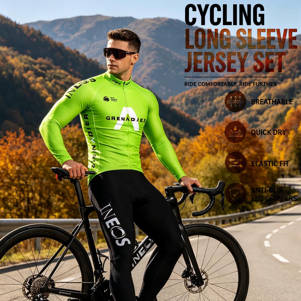 Cycling Gear Waterproof - Set Maglia Ciclismo Autunnale, Abbigliamento Ciclismo